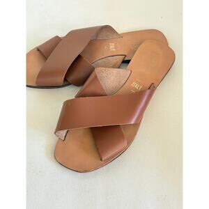 Seychelles Chai Slide Sandals 6.5 Brown Tan Leather Travel Resort Beach Square
